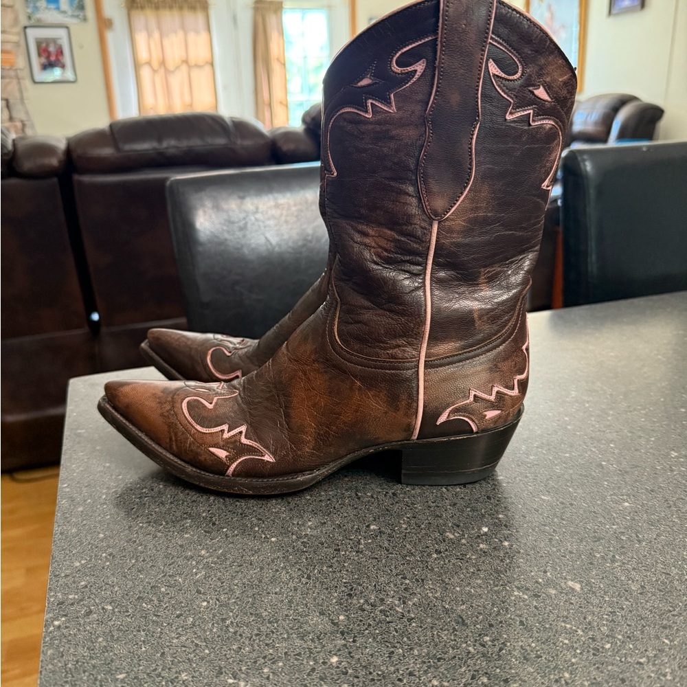 Old Gringo Villa Brown and Pink Leather Western Cowboy Boots size 8.5B Women's - Picture 3 of 8